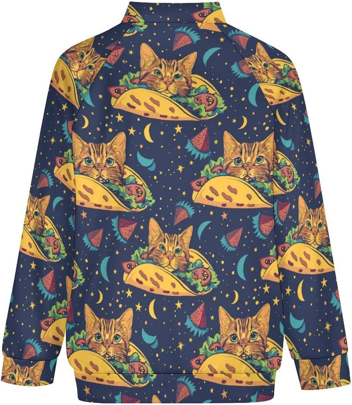 Tacoes Cat Men's Zip Up Sweatshirt Casual Sweater Jackets Long Sleeve Tops Lightweight Coat