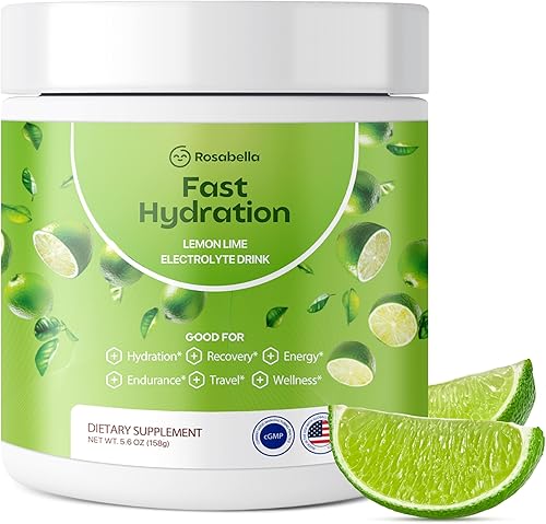 Rosabella Bebida electrolítica en polvo  Lima limón  Suplemento de hidratación cero azúcar  sodio, potasio, magnesio y calcio  Mezcla de