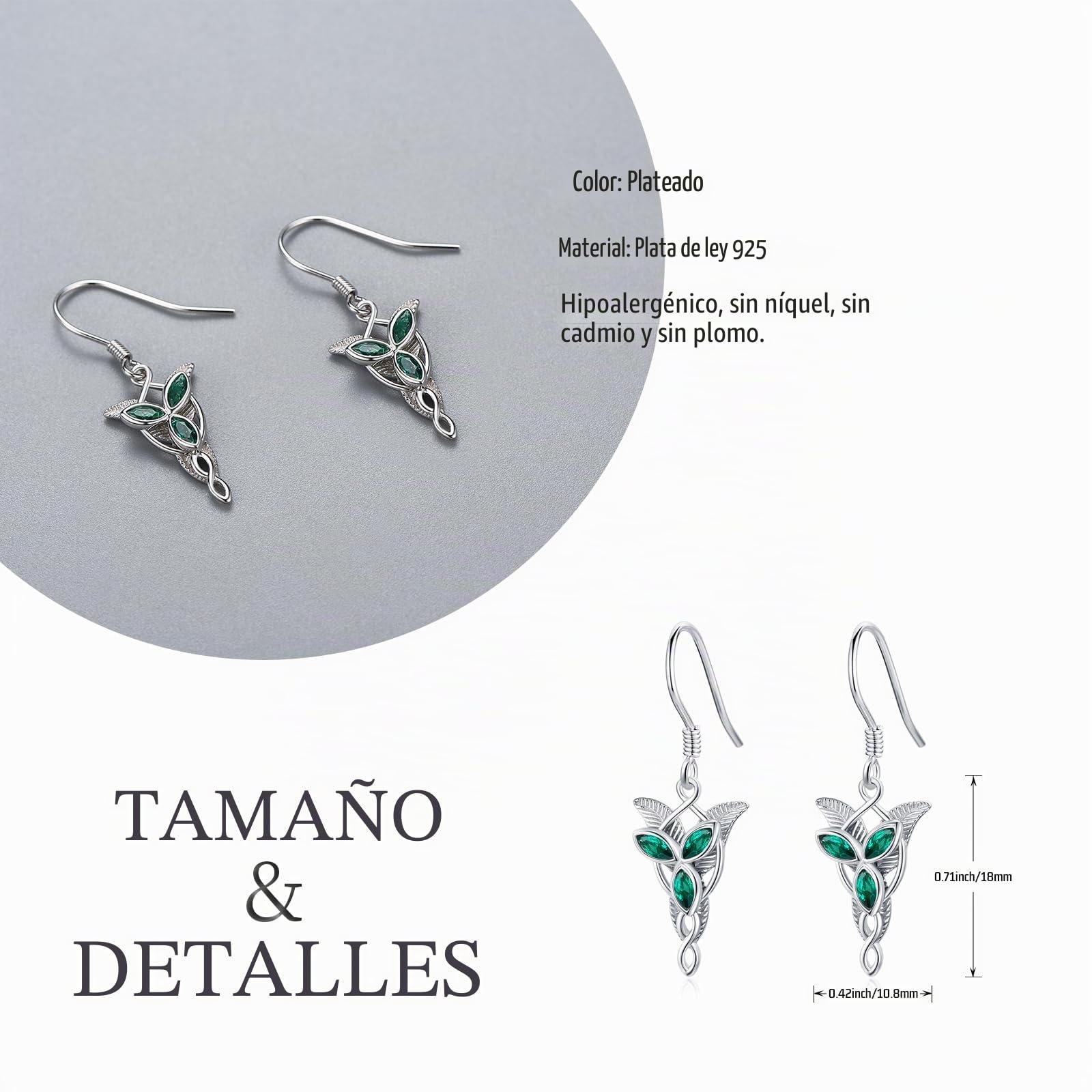 Pendientes de plata de ley 925 con diseño de estrella de Arwen Evenstar, joyería Hobbit, regalo para mujeres, hombres y niñas