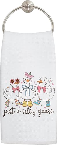 Miniatura 9 de Coquette - Toallas de cocina de ganso tonto con lazo azul, a la moda, retro, a cuadros, para decoración de baño, paños de cocina para cocina, Ganso