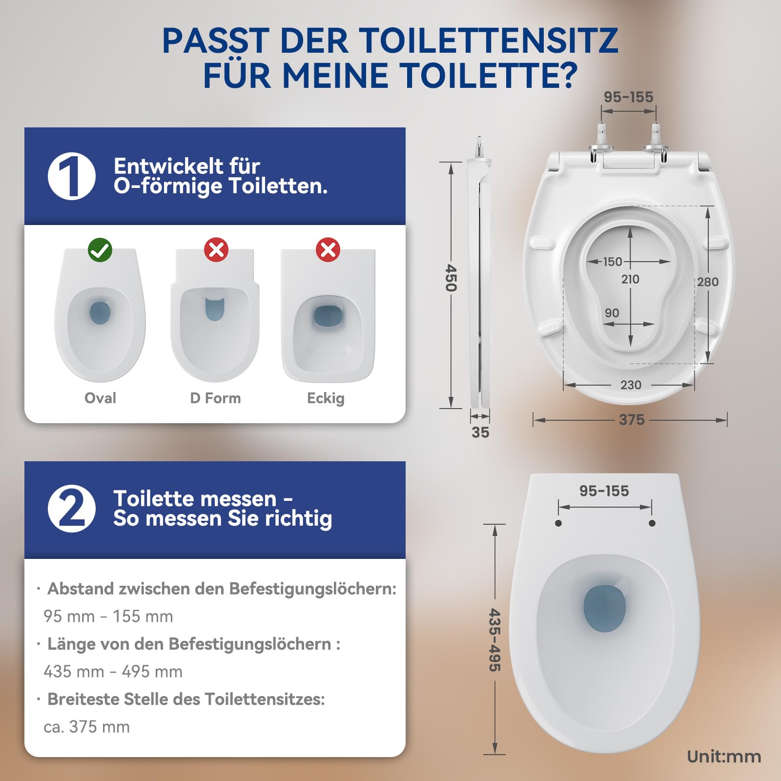 CECIPA Deska sedesowa z wbudowanym fotelem dziecięcym, owalna deska sedesowa z duroplastu, antybakteryjna i odporna na promieniowanie UV, wolnoopadająca, łatwy montaż wraz z szablonem montażowym