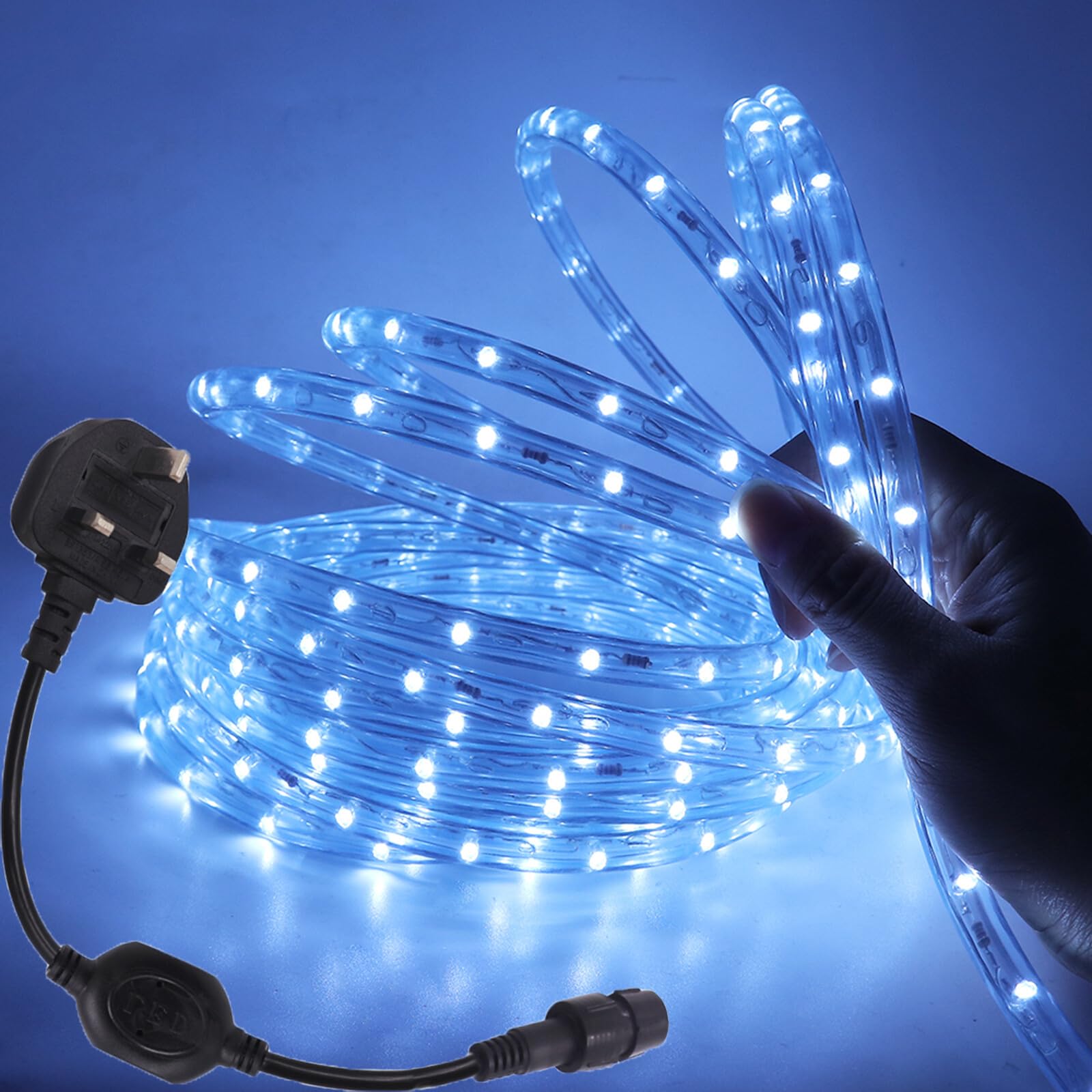 KAFULA 220V LED Light Strip [20m, White Light 6000K], IP67 Waterproof Flexible, 36 LEDs/m Conductive Copper Wire LED Tube CRI85+, 360° Lighting LED Rope Light, can be Cut Every 1m, Home Decoration