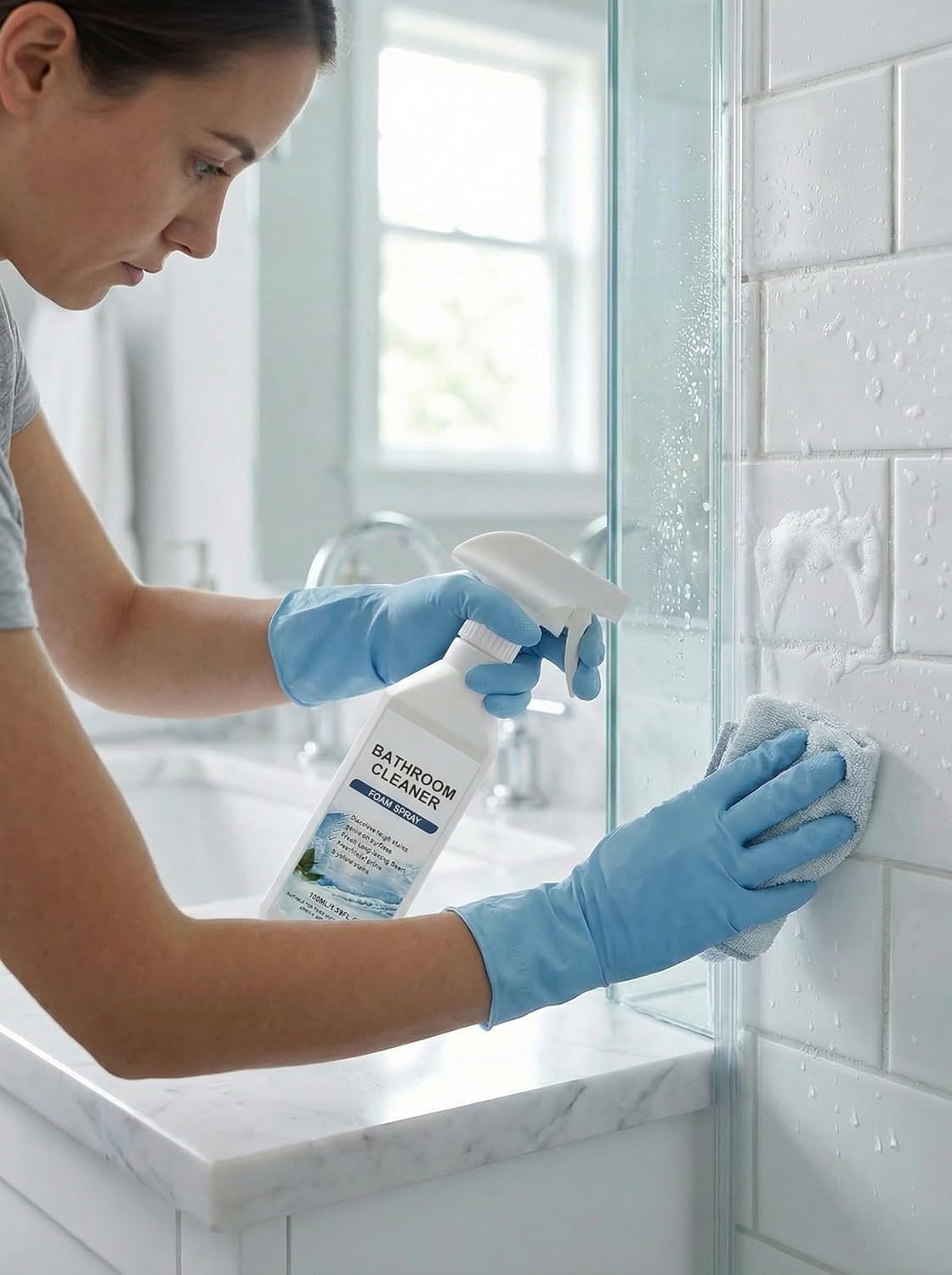 Scale Remover Bathroom Cleaner, Multi-Surface Bathroom Descaler Foam Cleaner, Gentle Formula, Powerful Scale Remover Cleaner Spray for Tiles, Glass, Toilets Home, Bathroom Cleaner Foam Spray (3)