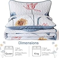 Vista 8 de WONGS BEDDING Juego de edredón floral Queen, 3 piezas juego de cubrecama azul y rosa cubrecama botánica cubrecamas cubre cama edredones, juego
