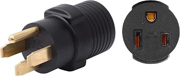 ONETAK NEMA 14-50P to 6-50R Compact 240V 50 Amp 4 Prong Male Plug to 3 Prong Female Receptacle Generator Welder Dryer Power Cord Adapter Connector