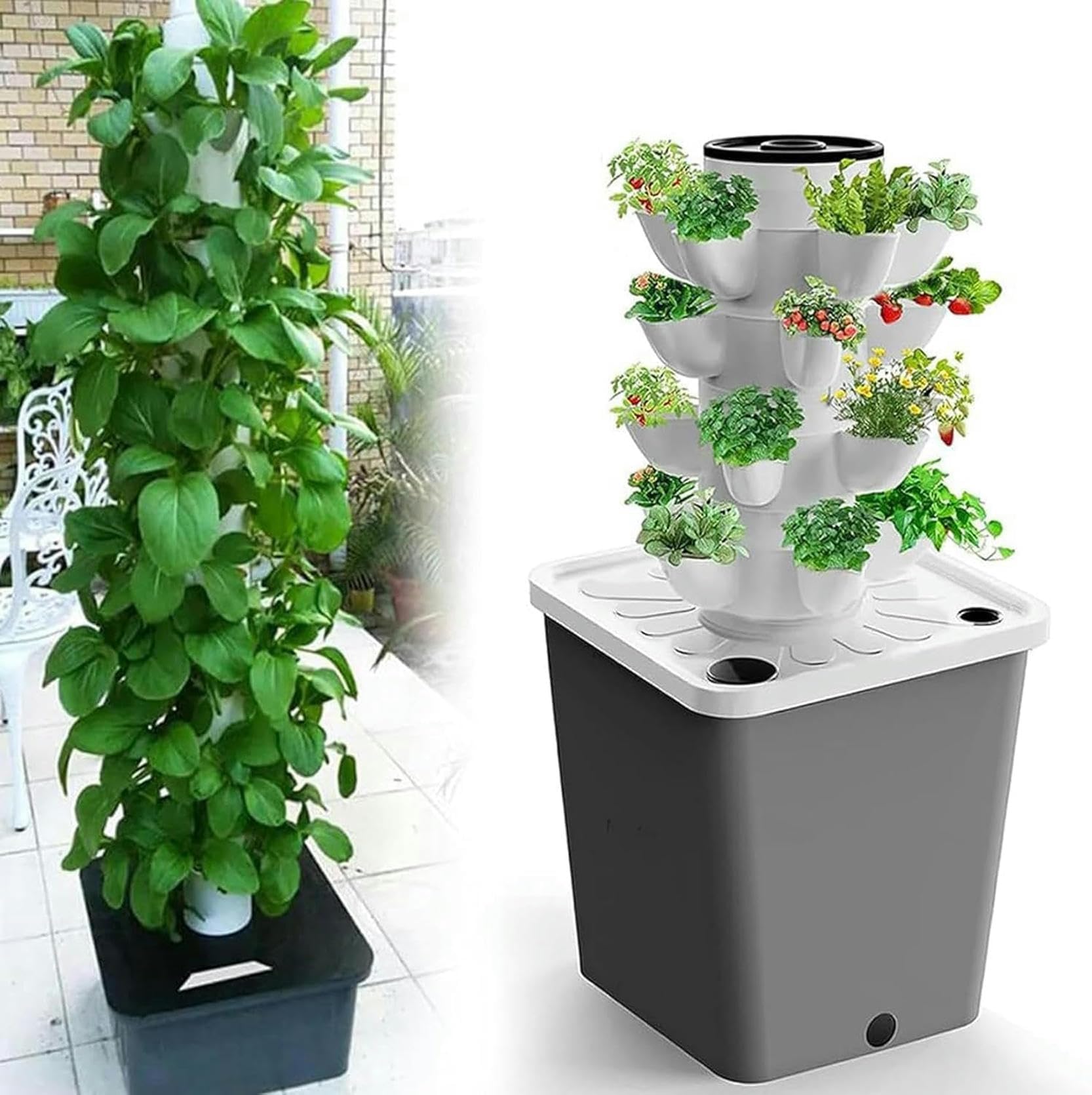 Cultivo hidropónico, Torre hidropónica de 15/20/25/30 cápsulas, Kit de Cultivo aeropónico, plantación de acuaponía, Frutas y Verduras de 30 Agujeros