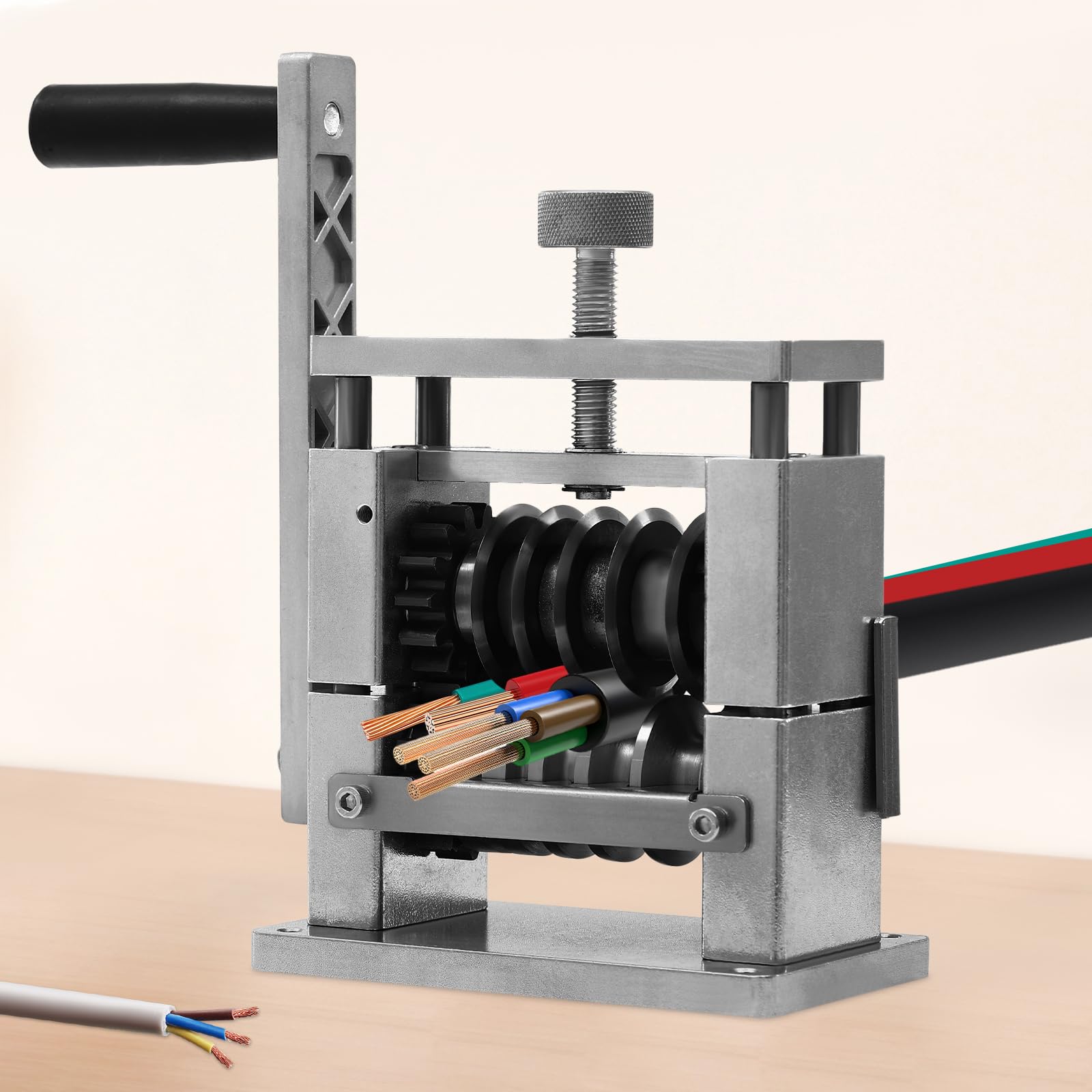 Obieraczka do kabli, 6-kanałowa, ręczna maszyna do ściągania izolacji, narzędzie do ściągania izolacji, średnica 3,4 mm - 17 mm, do ściągania izolacji z miękkiej skóry, przewodów wielożyłowych, kabli