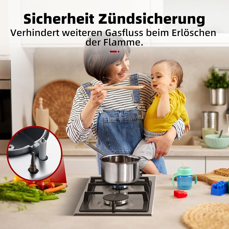 GASLAND GH30SF Beépíthető Gázfőzőlap 2 égővel Rozsdamentes Acél 30cm