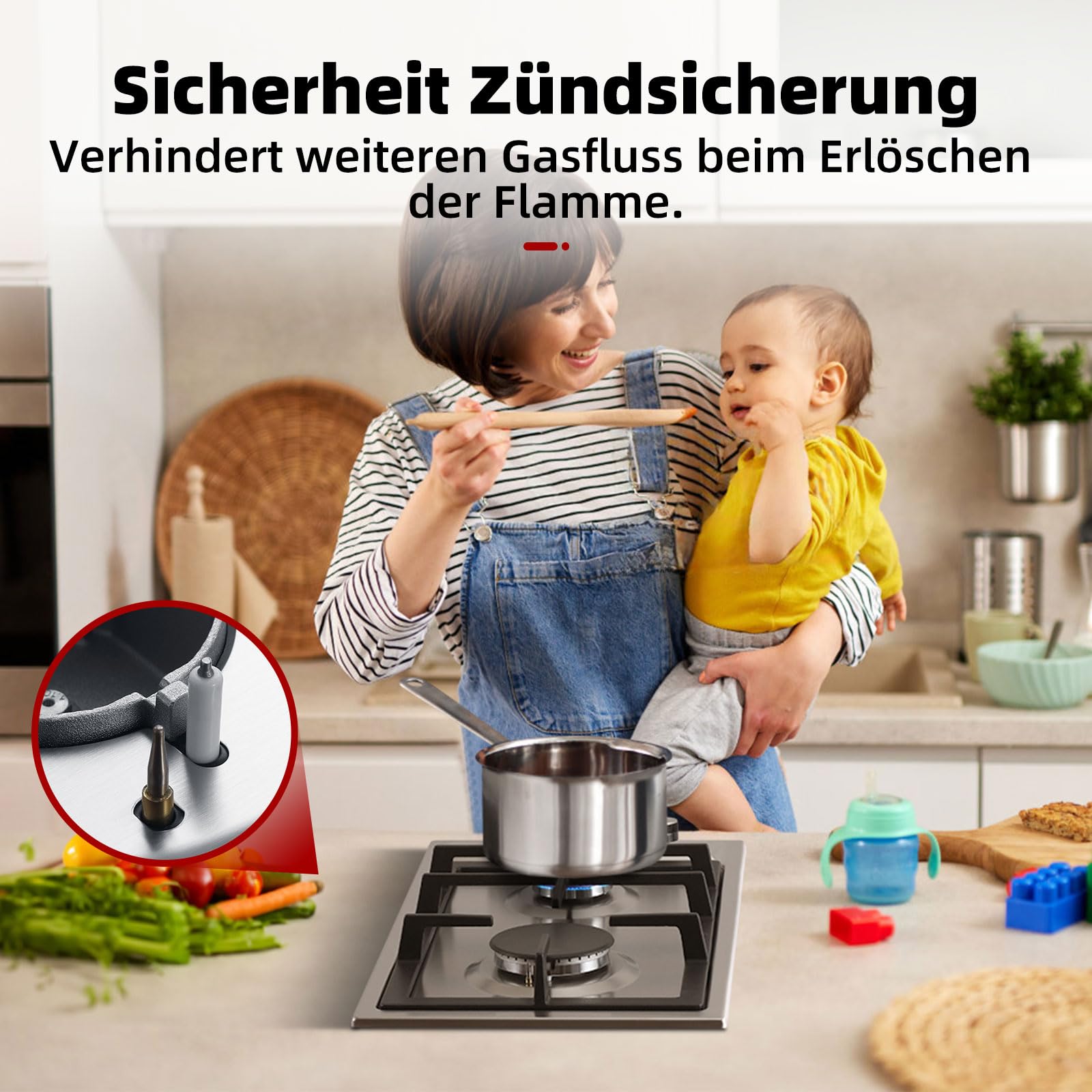 GASLAND GH30SF Gaskochfeld Einbau Edelstahl 2 Flammig 30 cm 4200 Watt LPG/Erdgas