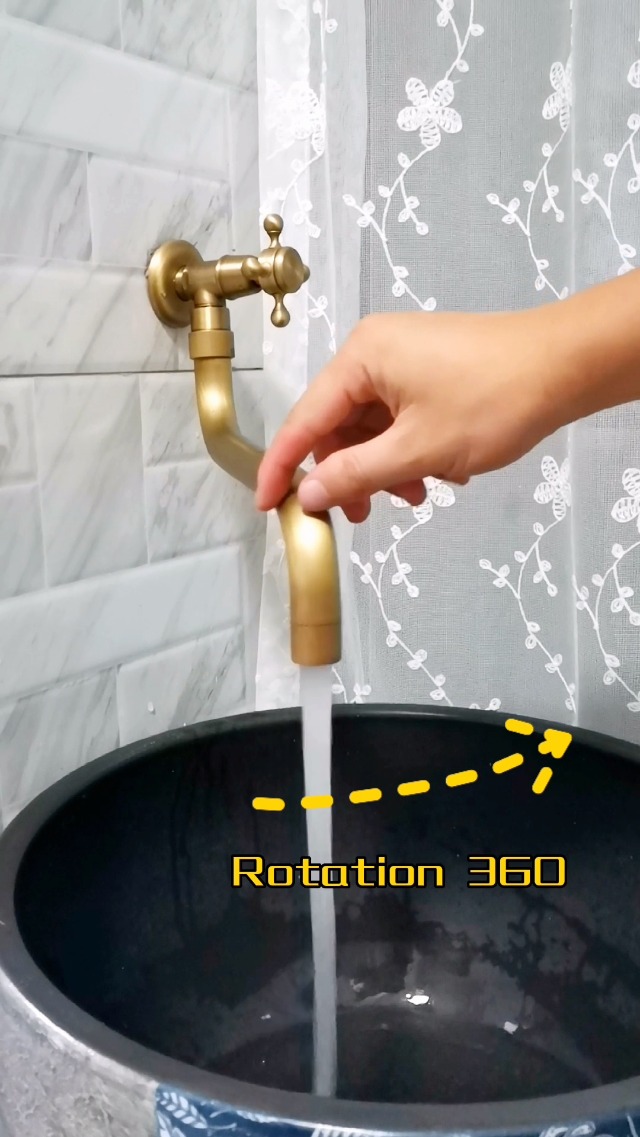 Robinet Mural Laiton Antique Eau Froide - Design Vintage G1/2 - Pour Jardin, Lave-linge, Décoration Extérieure - 11
