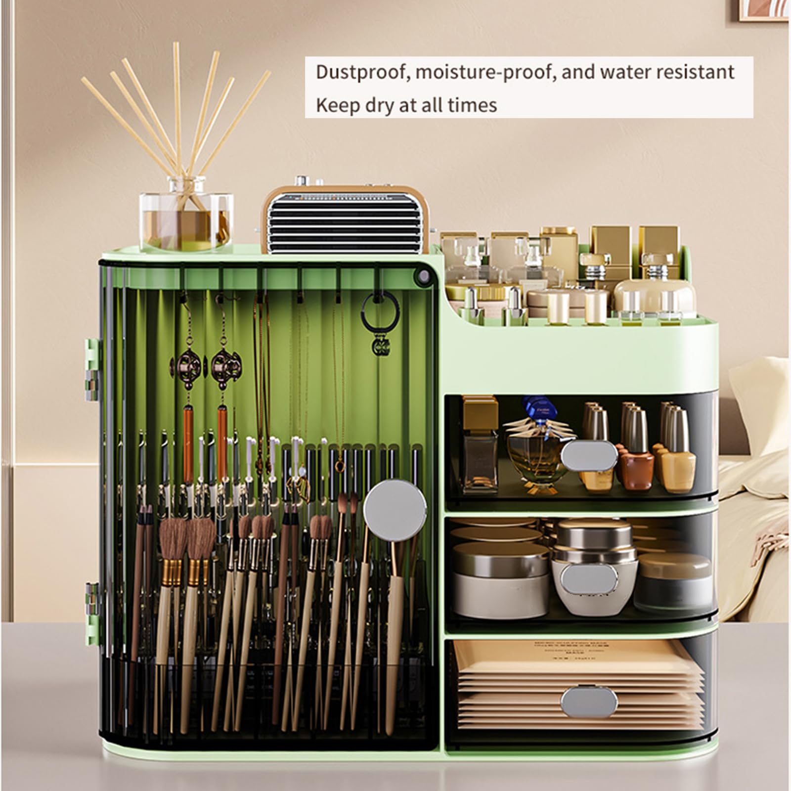 Ampio contenitore per trucchi e cosmetici, per il piano di lavoro del bagno e i rossetti multistrato