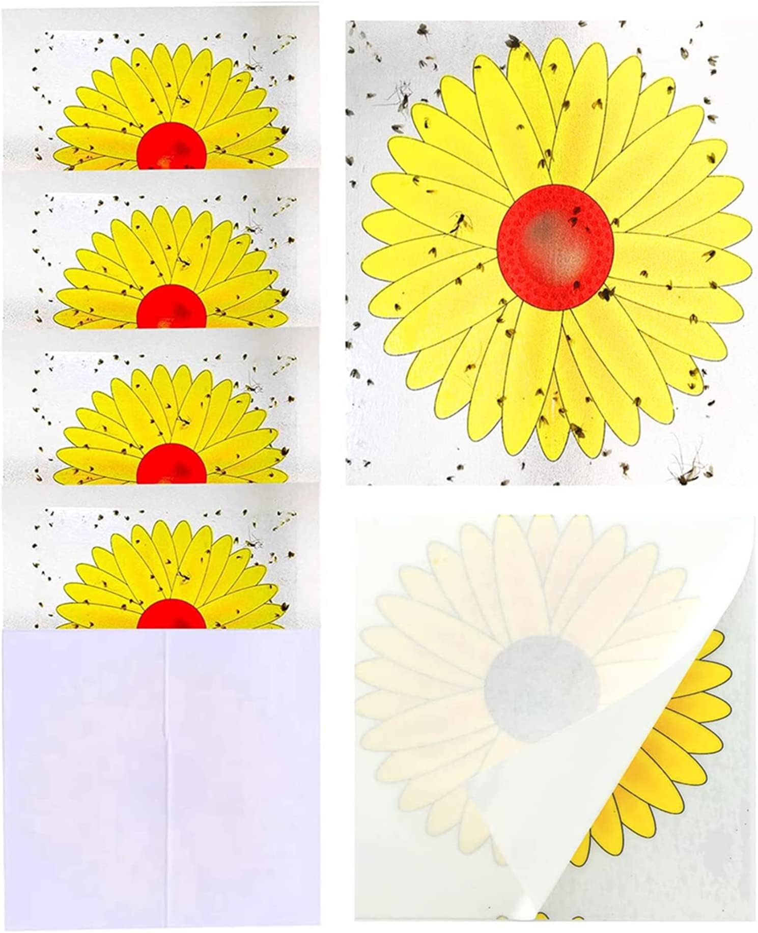 12 PCS Window Fly Traps Sunflower Fruit fly killer Window Fly Stickers Fly KillerTrap Floral Plant Fly Catchers Killers with Strong Stickiness for Indoor Insect Pest Attractor and Eliminato