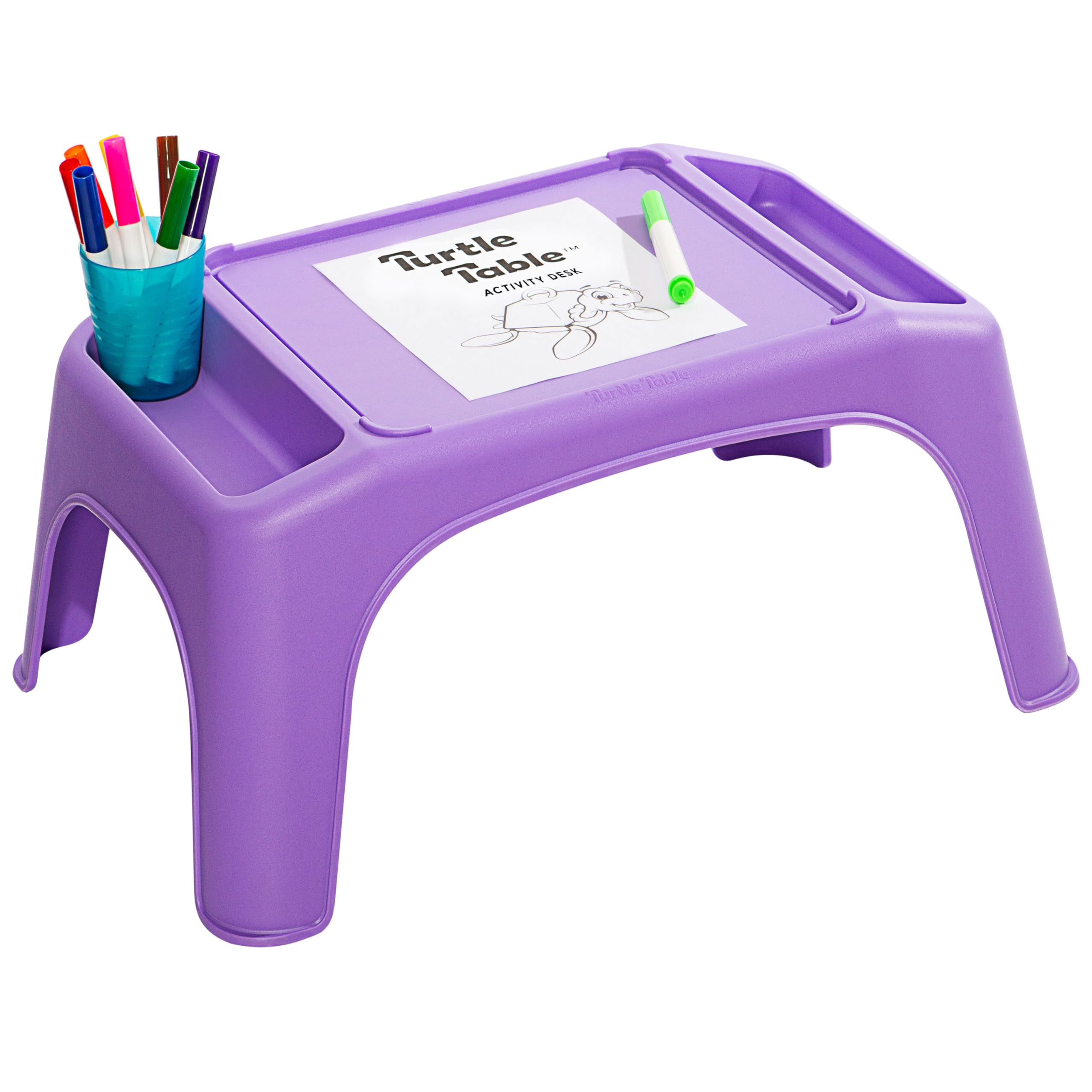LapGear Turtle Table Kids Activity Lap Desk Tray with Storage Wells for Snacks, Play, Classroom and Sensory Toys - Purple - Style No. 20102