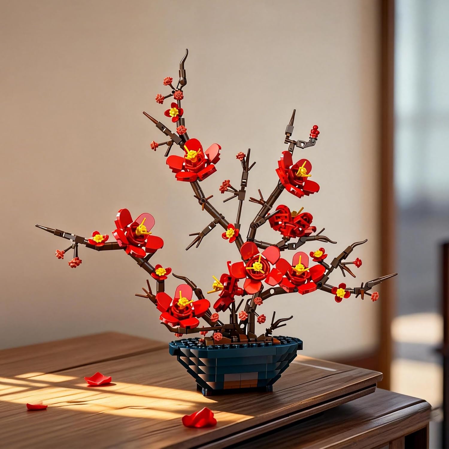 Botanicals Plum Blossom Building Sets Artificial Flower for Dinner Table Centerpiece Living Room Home Decor for Adults and Women 736pcs