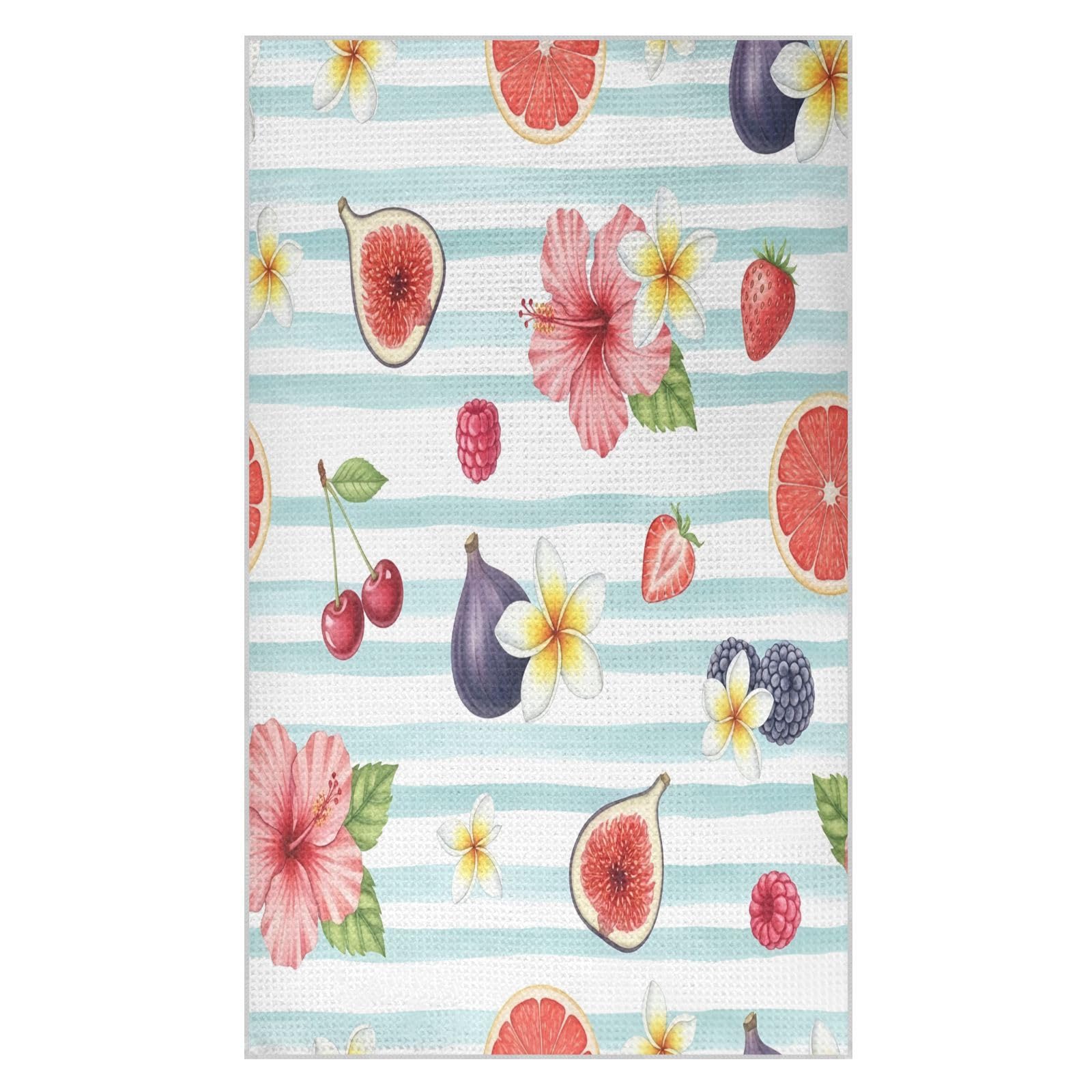 BURSTDDY Flowers and Fruits Kitchen Towels,Absorbent Dish Towels 1 Pack