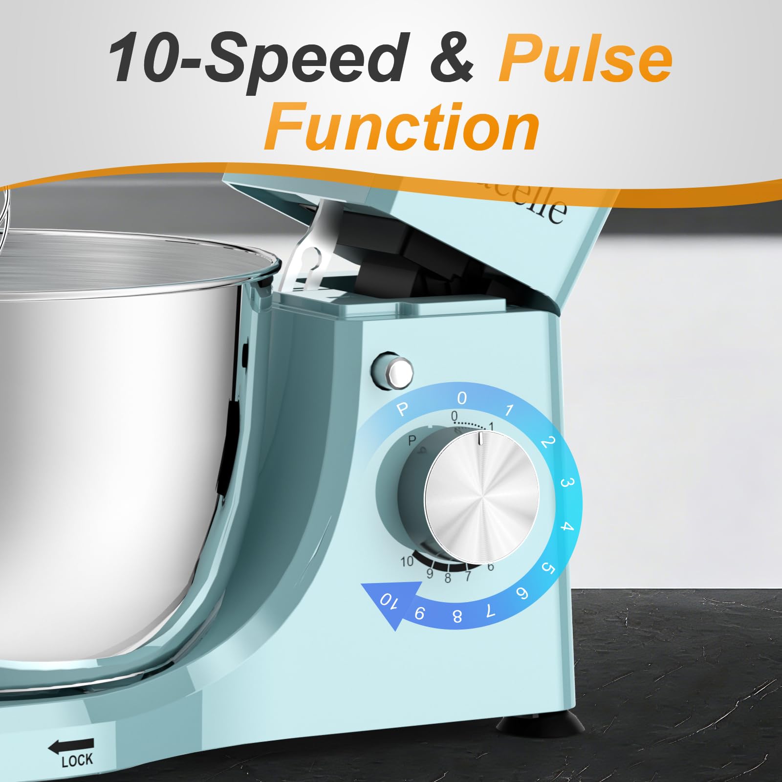 Küchenmaschine 1500W, Knetmaschine mit 10 Geschwindigkeitsstufen, 5.5L Edelstahl-Rührschüsseln, planetarischen Rührsystem, Teigmaschine mit Rührhaken, Knethaken, Schlagbesen und Spritzschutz