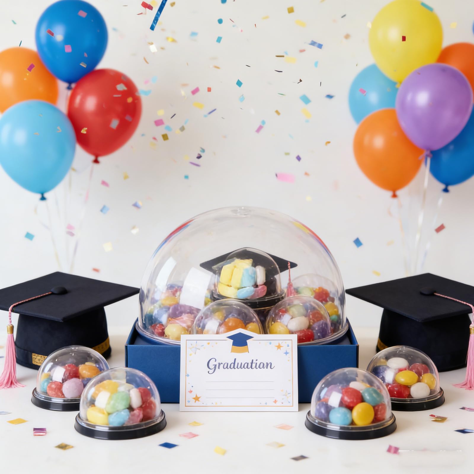 Con tarjeta de felicitación, soporte de plástico para caramelos de chocolate, caja de golosinas para fiestas de graduación, juego de tarjetas de manta de dulces