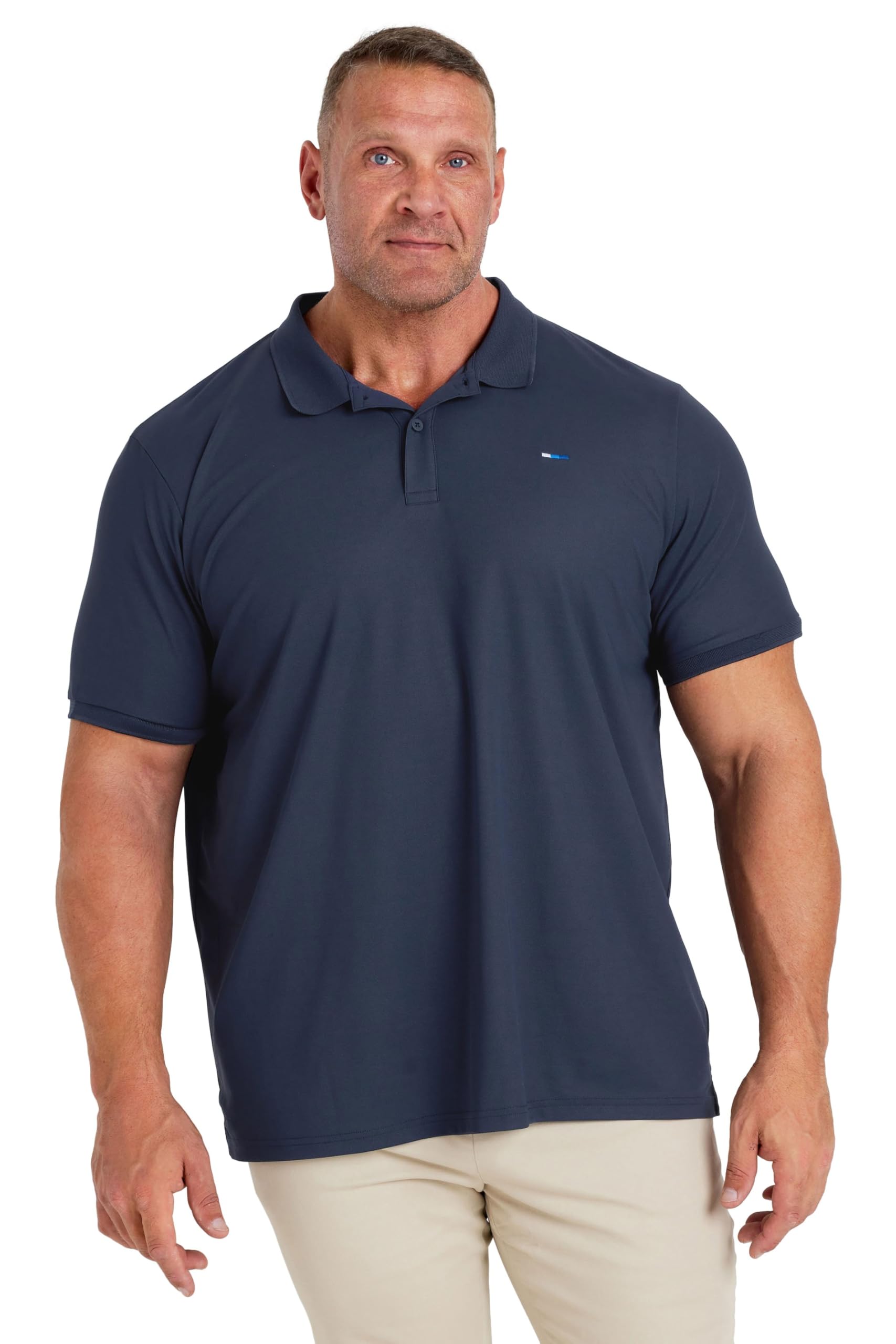 BadRhino Golf Big & Tall Navy Pique Polo Shirt - Men's - Plus Size Curve