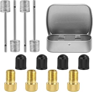 12pcs Bike Presta to Schrader Valve Adapters, Brass Bicycle Pump Valve Adaptors with Inflatable Needle Bike Tire Air Pump Stem Adapters for Basketballs Volleyballs Footballs Balloons