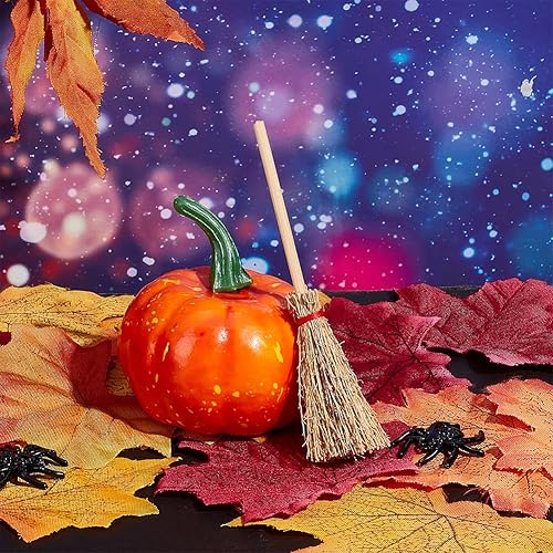 Miniatura 4 de WEBEEDY 24 piezas de escoba en miniatura para Halloween, paja, manualidades, escoba, muñeca, decoración de muebles para Halloween, fiesta de cosplay