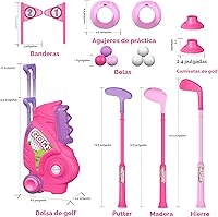 Vista 4 de Liberry Juego de golf para niños de 1, 2, 3, 4 años, carrito de golf mejorado para niños con diseño único de correa para el hombro, juguetes de golf