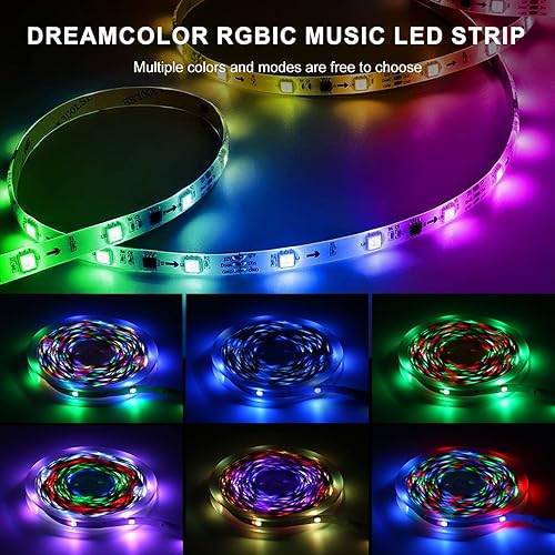 Miniatura 2 de Tira de luces LED de 32.8 ft, 32.8 pies, RGB Dreamcolor, tira de luz LED con control remoto, sincronización de música 5050 RGB que cambia de color