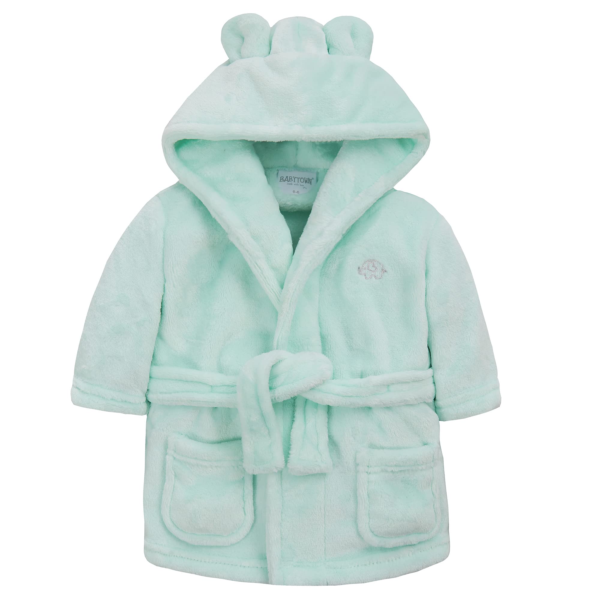 WS-SS23 Baby Girls Boys Dressing Gown Fleece Snuggle Robe Hooded Novelty Newborn Gift Green 3-4 Years