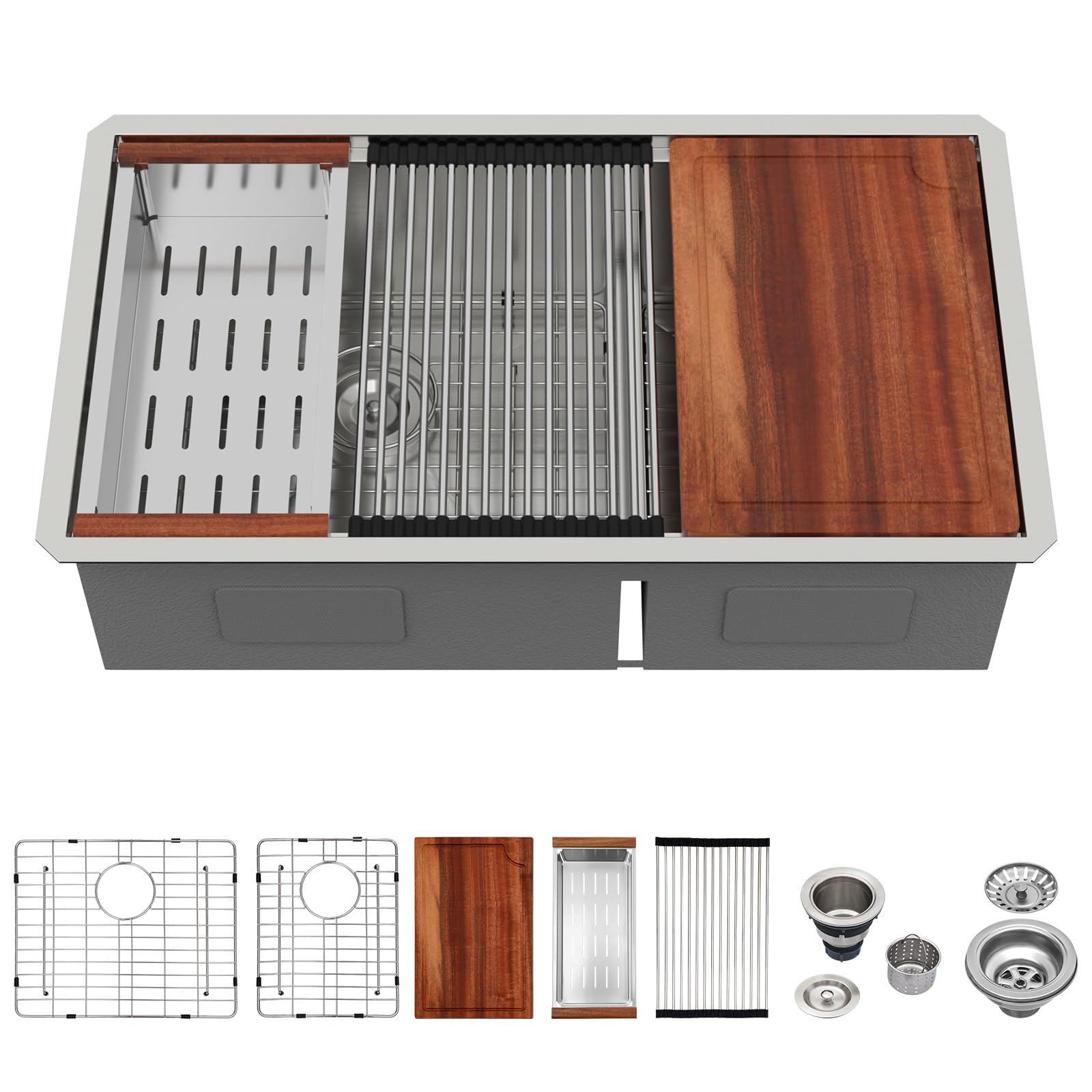 Logmey 33 Inch Double Bowl Undermount Sink