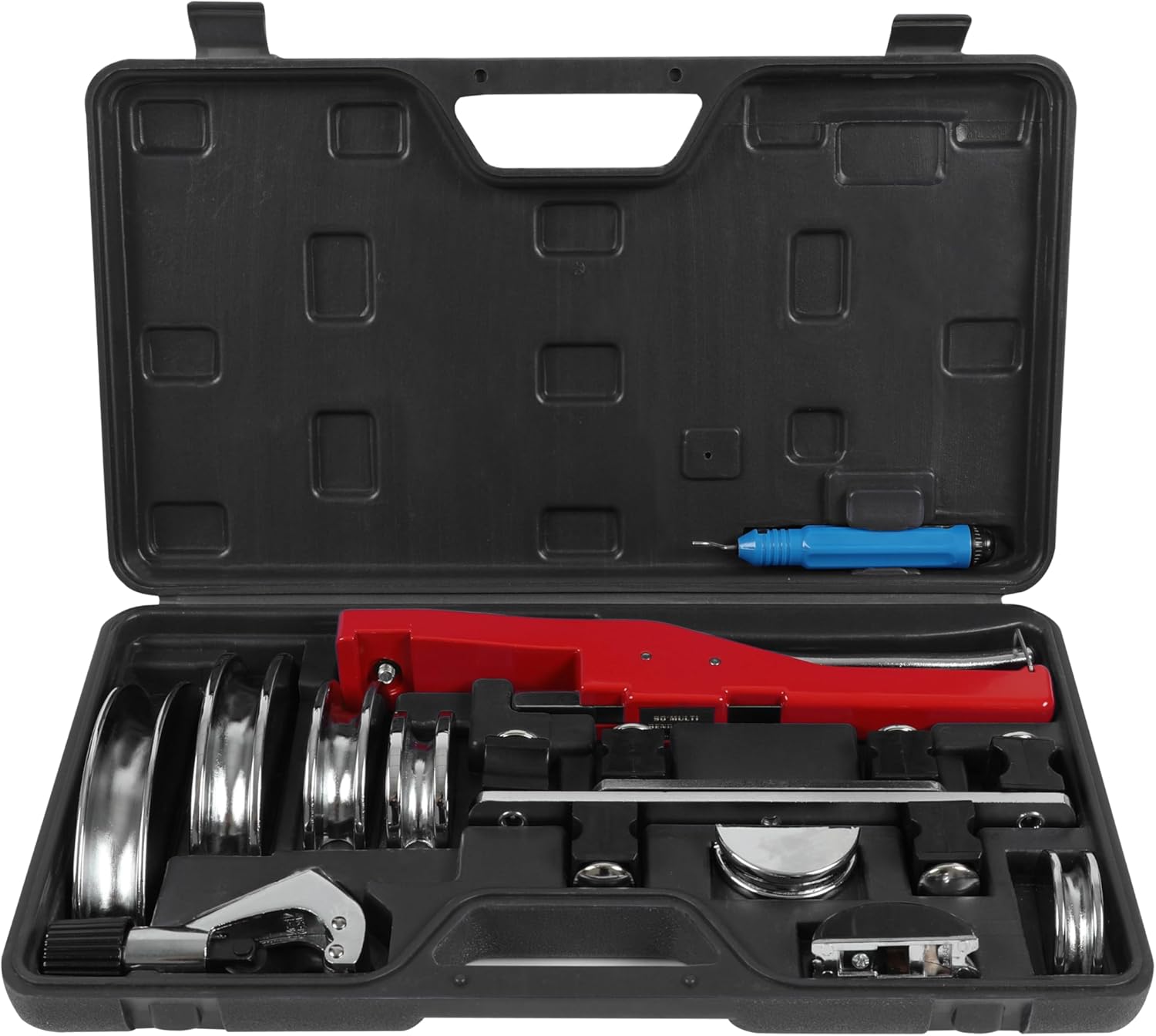 HFS(R) Copper Aluminum Tube Bender Kit, Refrigeration Ratcheting Pipe Tubing Bender Hand Tool 1/4 to 7/8 Inch with Tube Cutter for HVAC Refrigeration System （black）