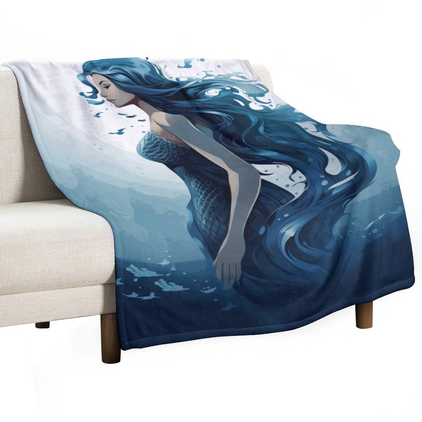 Couverture sirène chaude quatre saisons plaid bleu pour canapé