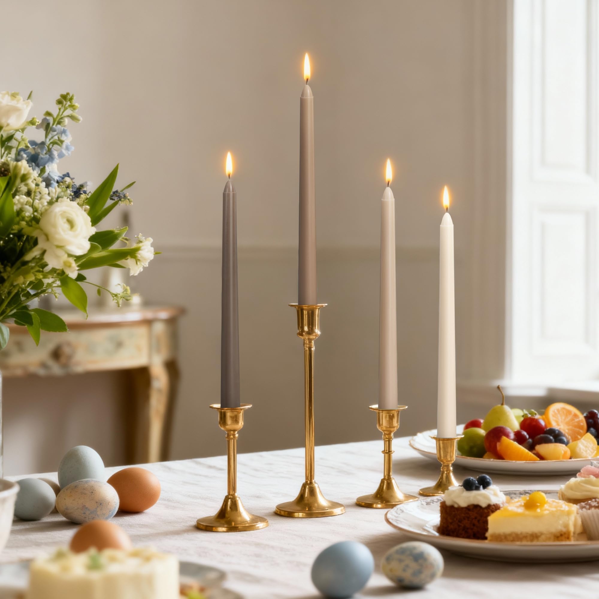 25,4 cm hohe tropffreie Spitzkerzen, Set mit 12 Stück – konische Kerzenständer – rauchfrei, geruchlos, lange Brenndauer – handgegossen, farbig für Heimdekoration, Hochzeit, Abendessen – Braun