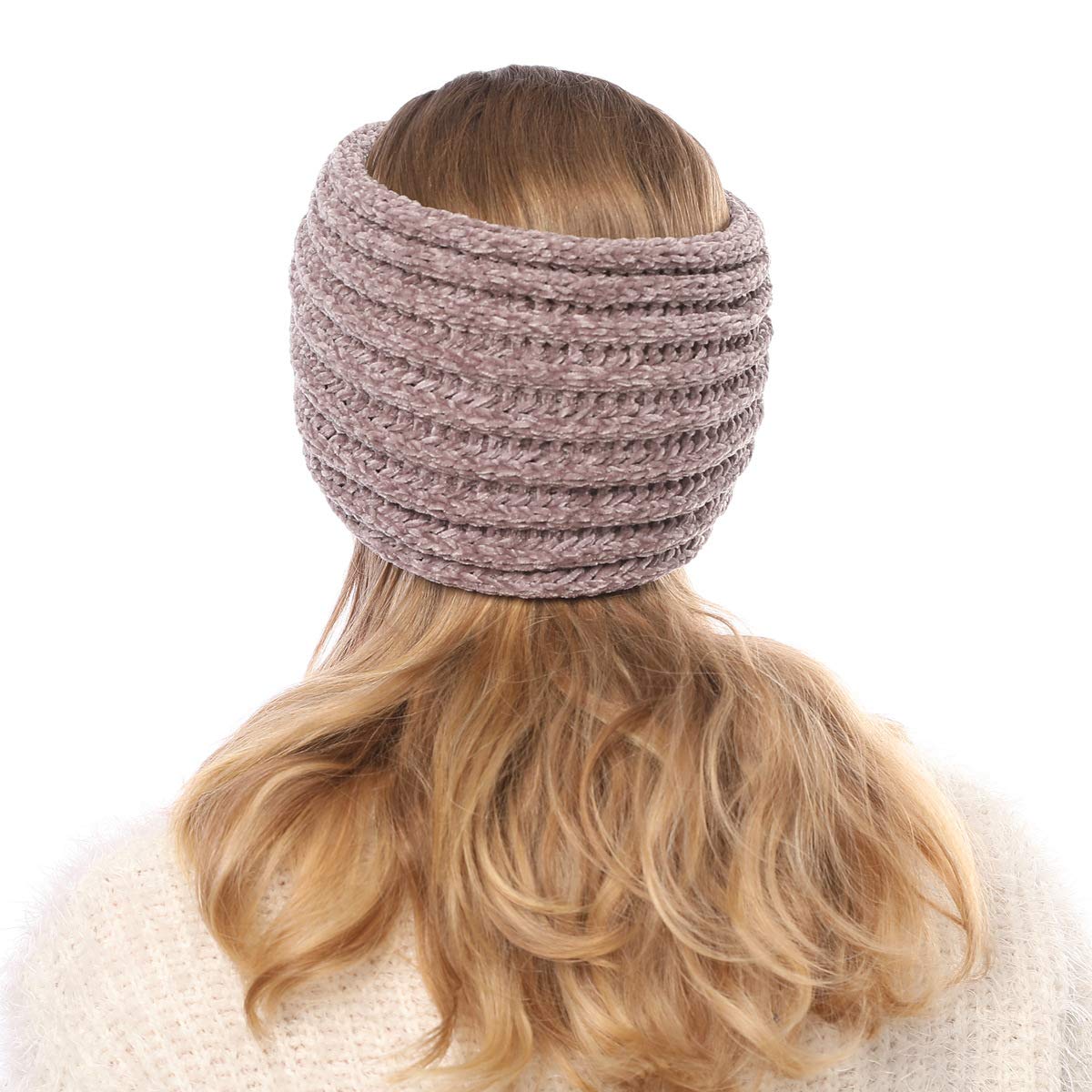 axy Fascia da donna a maglia con nodo a torsione, fascia invernale per capelli, fascia per capelli lavorata a maglia (grigio scuro