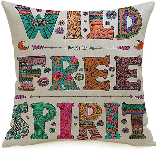 Pillow Case 60S Detailed Ornamental Trance Wild Or Free Spirit Zen Design Girl Arrow Abstract Textures Graphic Linen Toss Soft Square Throw Cushion