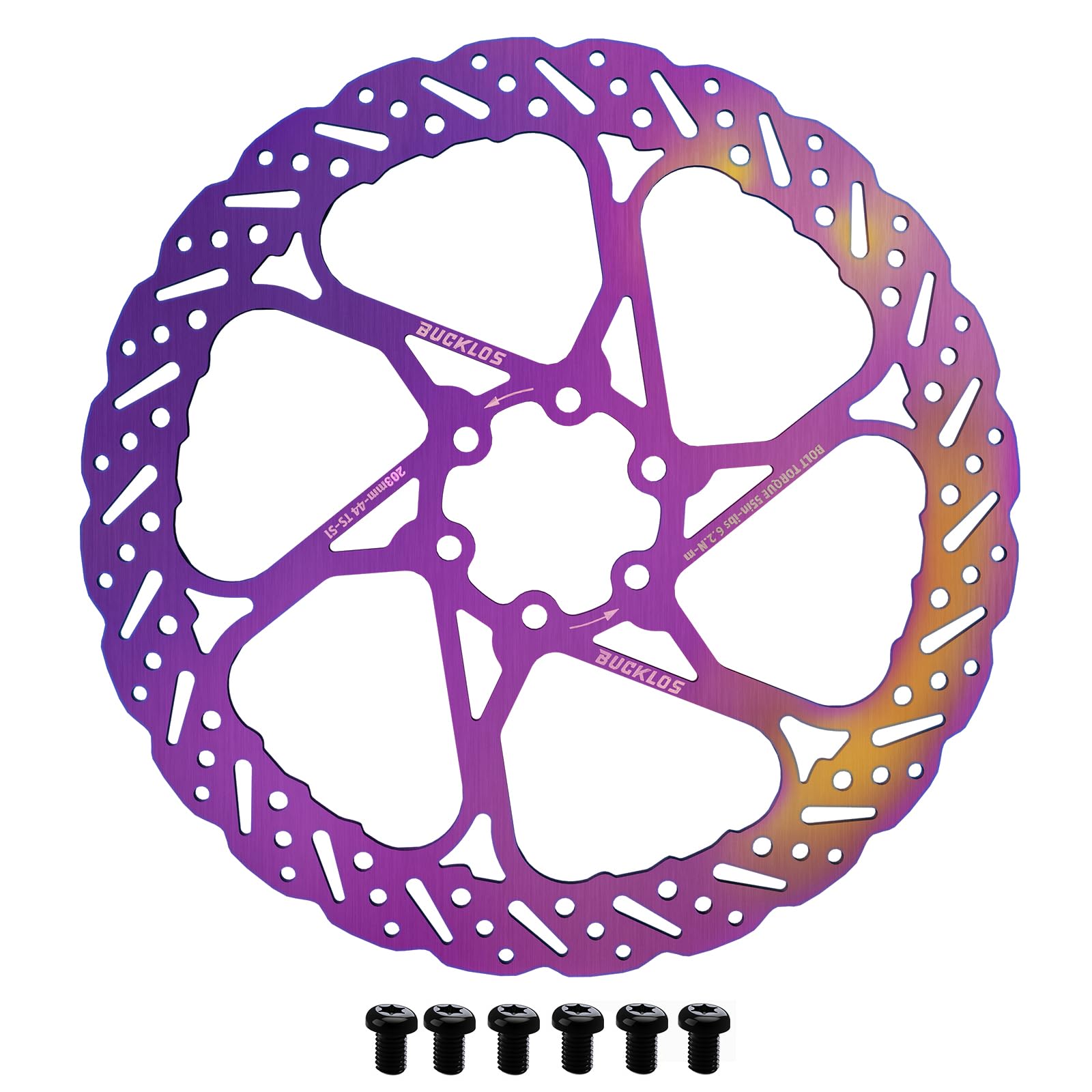 BUCKLOS RT58 MTB 140mm 160mm 180mm 203mm Bike Disc Brake Rotor with 6 Bolts