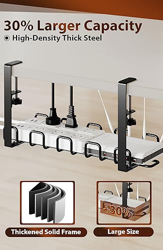Miniatura 4 de Bandeja de organización de cables debajo del escritorio de 15.8 pulgadas, organizador de cables resistente de alambre de 0.157 in para accesorios de