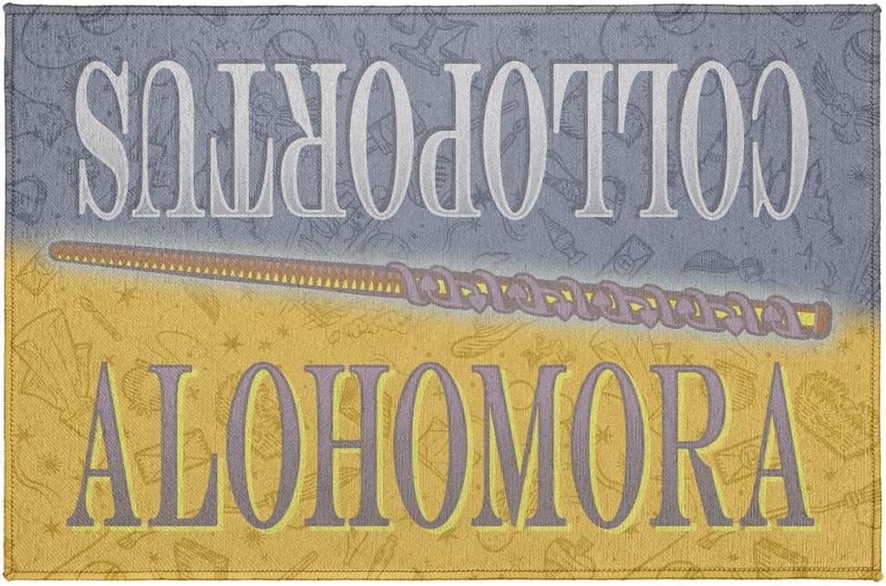 GRAPHICS & MORE Anti-Slip Indoor Doormat, 20” x 31.5” Harry Potter Alohamora Colloportus, Floor Mat for Inside Entry Way/Back Door Garage Mudroom Home and Office, Low Profile