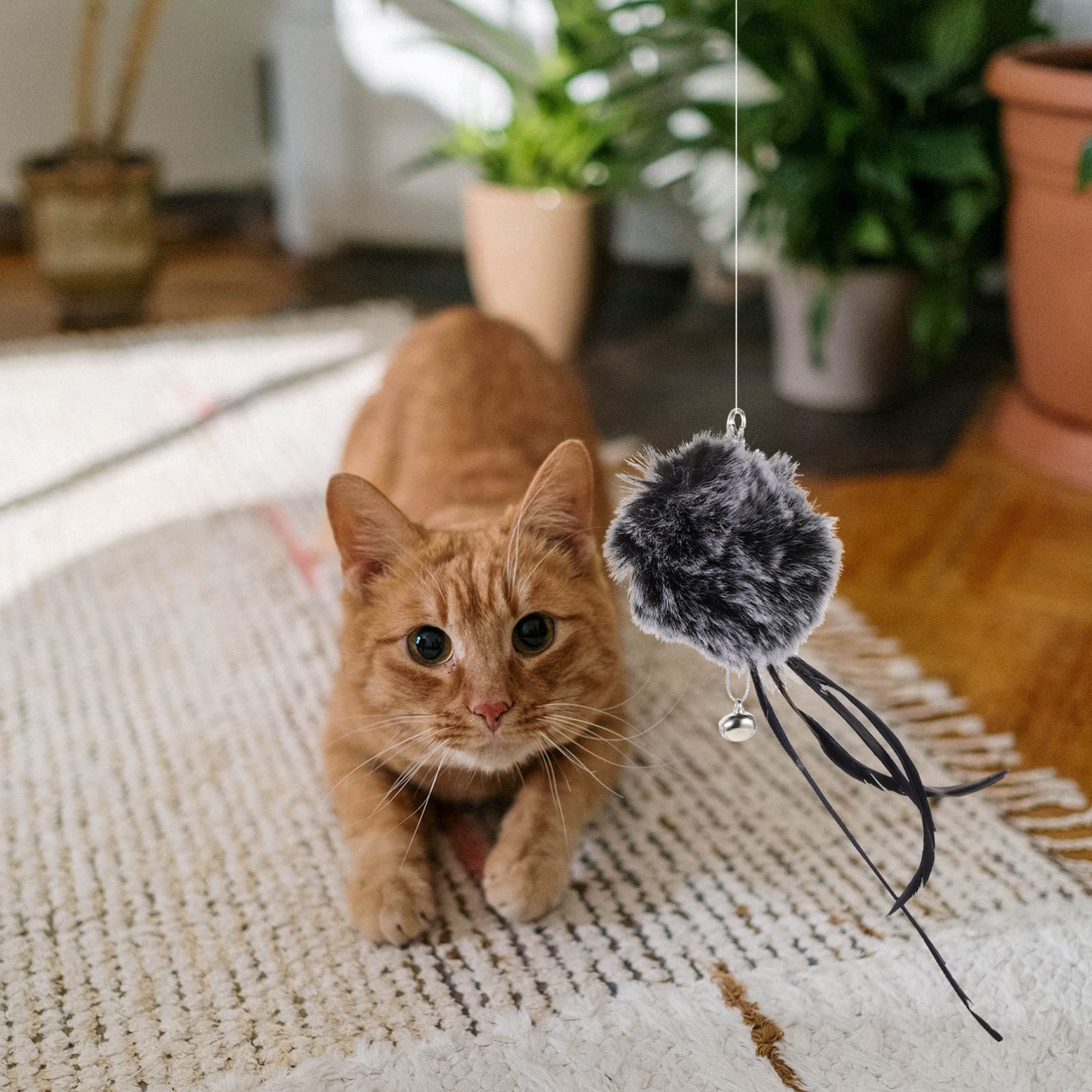 Mipcase 30pezzi Giocattoli Interattivi Per Gatti Teste Di Ricambio Per Bastoni Da Gioco Accessori Per Gatti Indoor Stimola Attività Fisica e Interazione