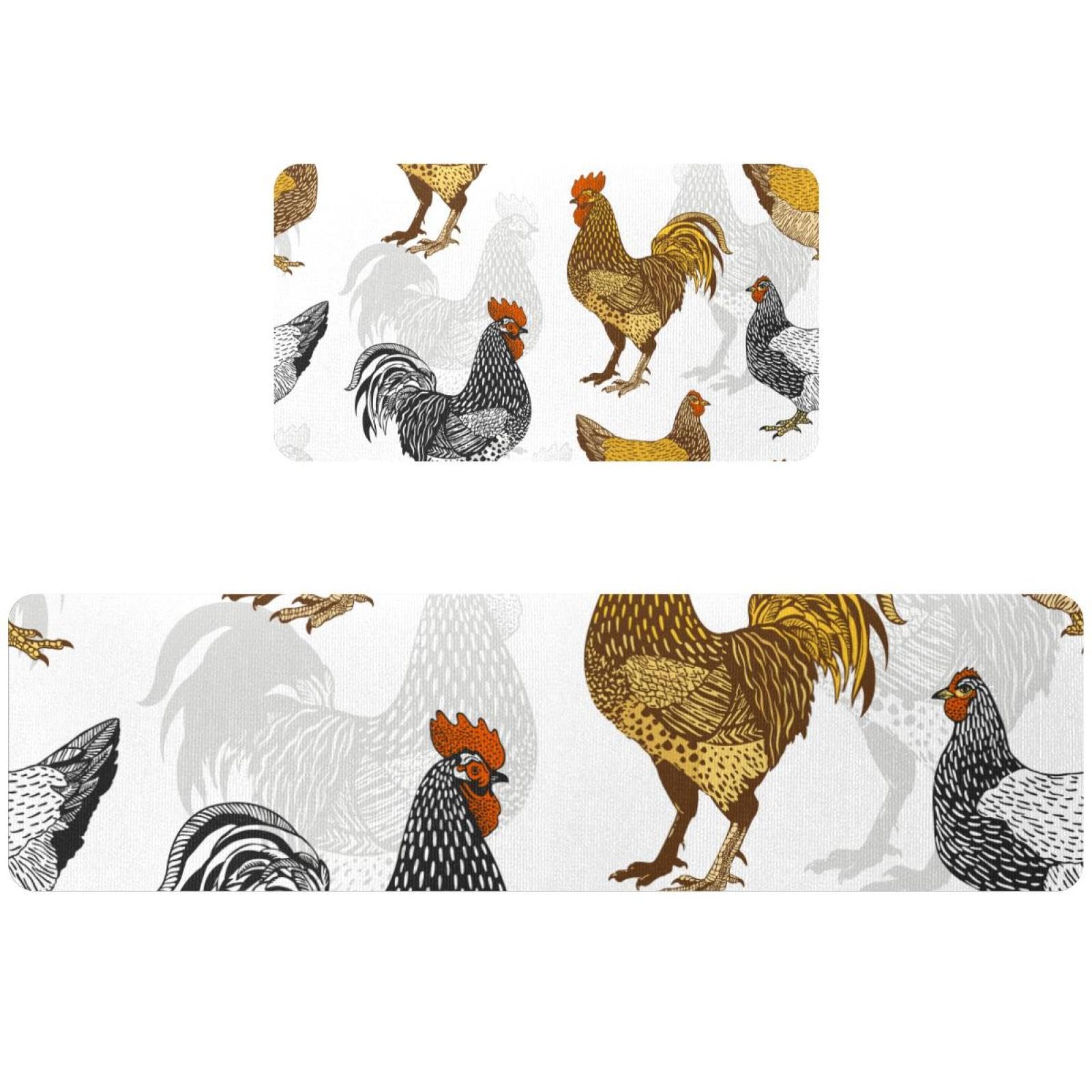 Tapis de cuisine antidérapant lot de 2 lavable déco coq chic pour couloir