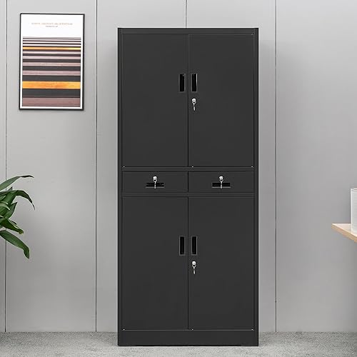 Miniatura 49 de CMY Armario de almacenamiento de metal con dos cajones, gabinetes de acero de 36 pulgadas de alto con estante ajustable, armario de almacenamiento