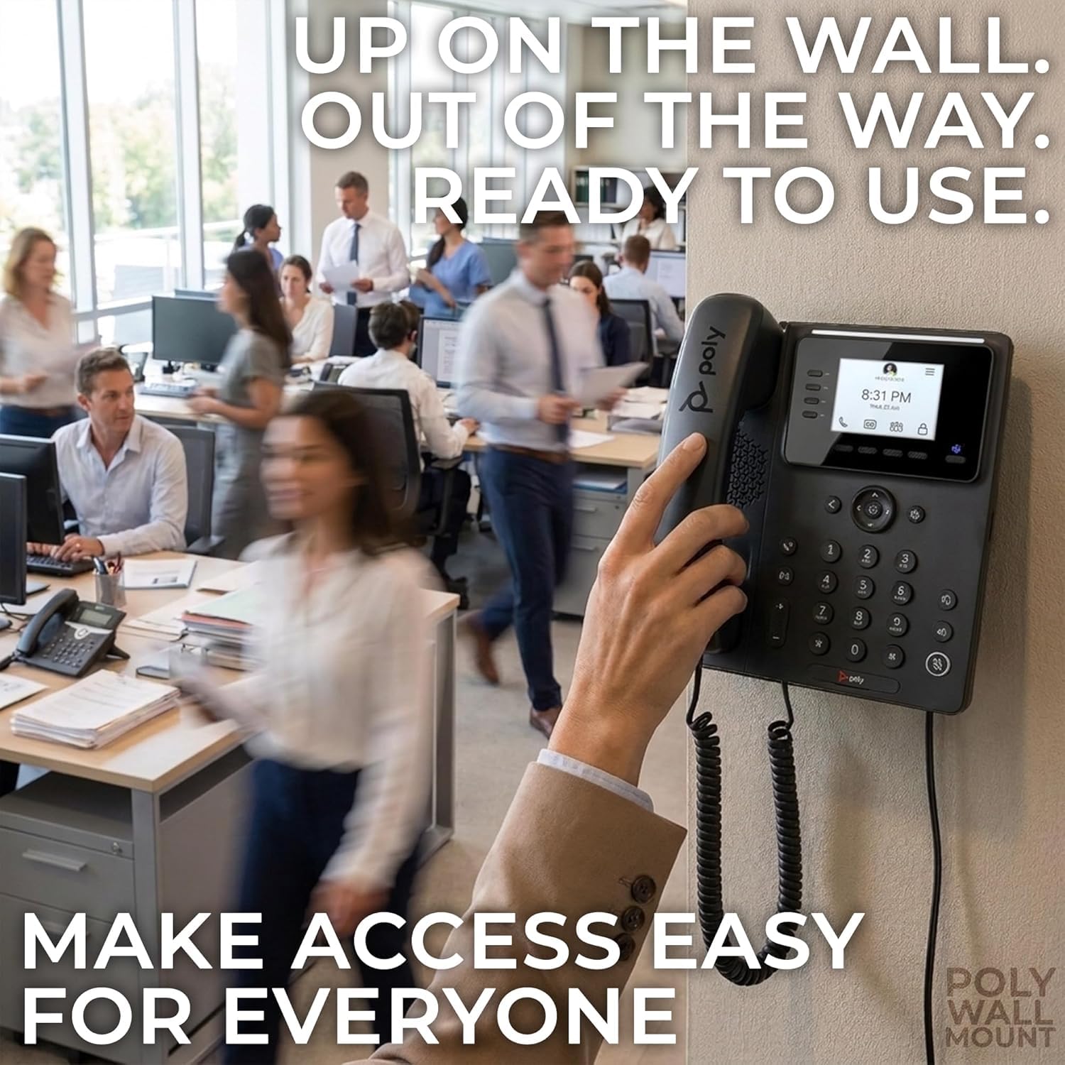 Poly CCX 350 - Soporte de pared para teléfono de escritorio CCX 350 solamente, no es compatible con otros modelos de polietileno, ajuste preciso para estaciones de trabajo y áreas comunes, fácil