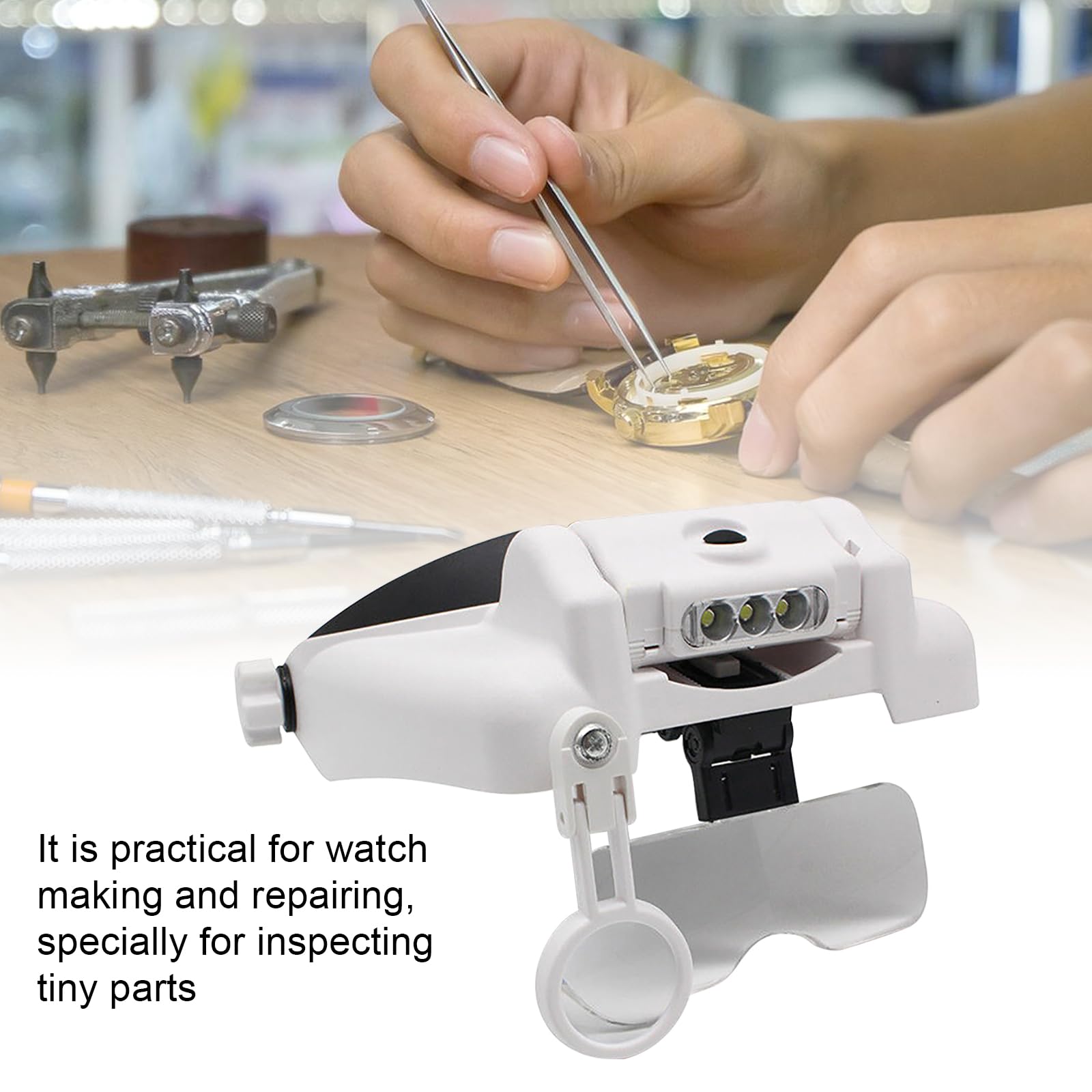 Magnifying Glasses with LED Headband Magnifier Rechargeable Hands-Free Head Mount Magnifying Glass 5 Lenses 1. 0X, 1. 5X - Image 3