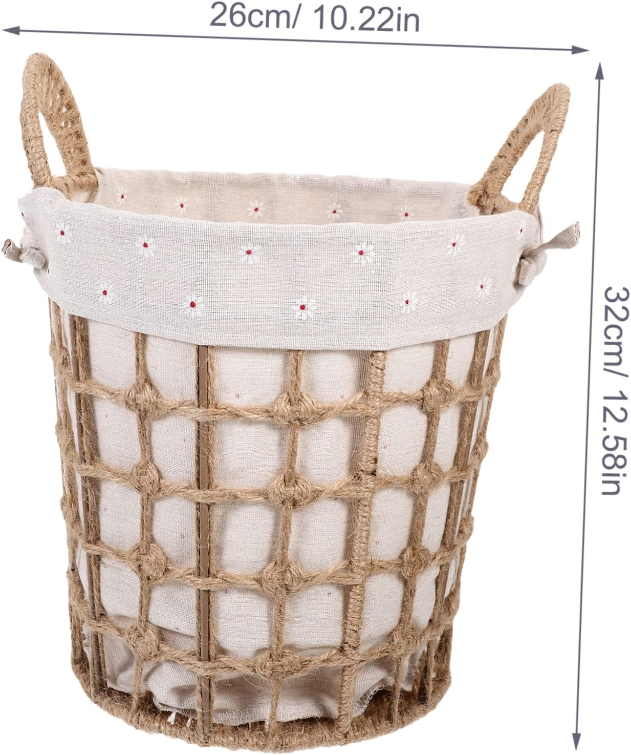 Luxshiny Small Woven Storage Basket with Liner Hand Woven Storage Bin for Organizing Rustic Farmhouse Style Sturdy Natural Fiber for Nursery or Bathroom
