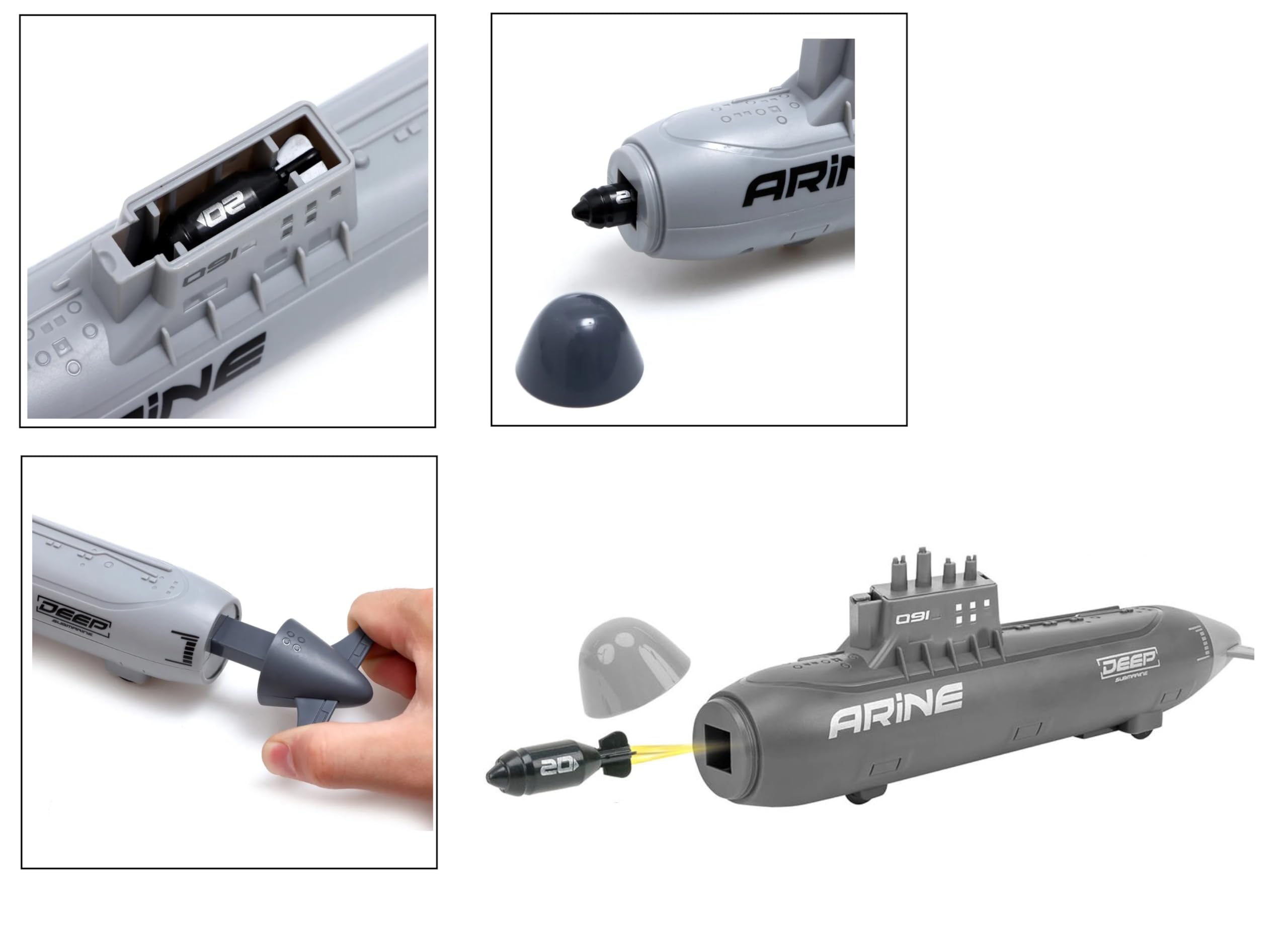 Sous-Marin Jouet Tire Torpilles Submersible pour Enfants - Mouvement d'Embrayage, Shoot Missiles, U-Boat, Bataille Navale, Sous-Marine Militaire, Bateau