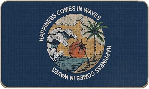 Lacosu Felpudo de verano para puerta de playa, felpudo de puerta delantera con olas, para interiores y exteriores, decoración de casa de playa de