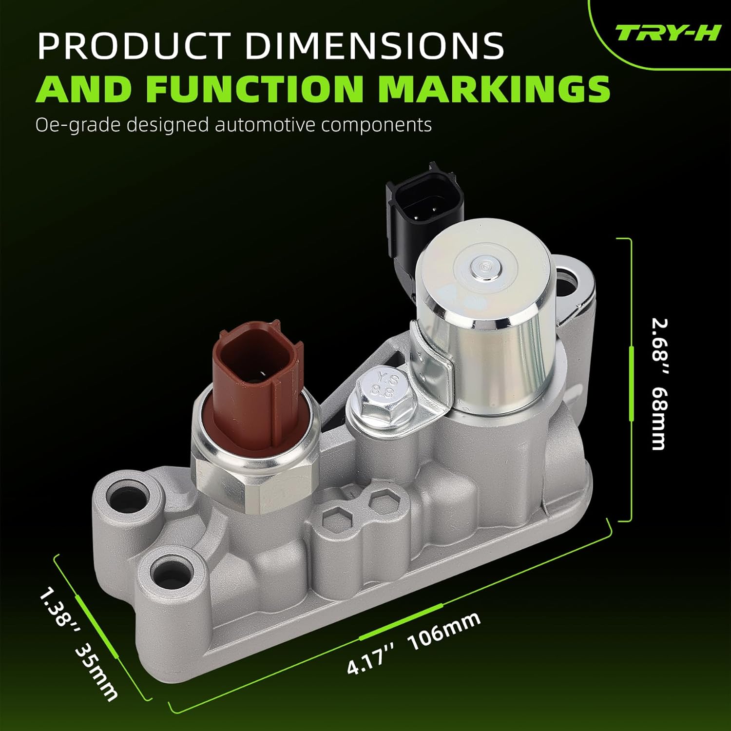 15810R70A04 918-056 VVT Solenoid Variable Valve Timing Solenoid For Honda 08-17 Odyssey, 09-15 Pilot, 08-12 Accord, 10-11 Accord Crosstour, Acura 13-15 RDX 3.5L V6 Replace# 15810-R70-A04
