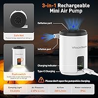 Vista 2 de Air Pump for Inflatables, Mini Air Pump with 1600 mAh Battery & Camping Light USB Rechargeable to Quickly Inflate Deflate for Pool Floats, Air