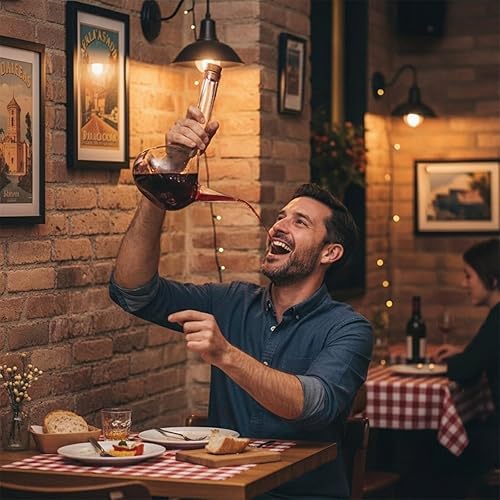 Miniatura 7 de Decantador de vidrio Porron español de 34 onzas, jarra de vino 100% sin plomo para vino tinto, jarra de vino soplado a mano, jarra de vino – regalo