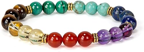 SPUNKYsoul Collection brazalete de piedras de cristal auténticas difusor nivelador de chakras para mujer