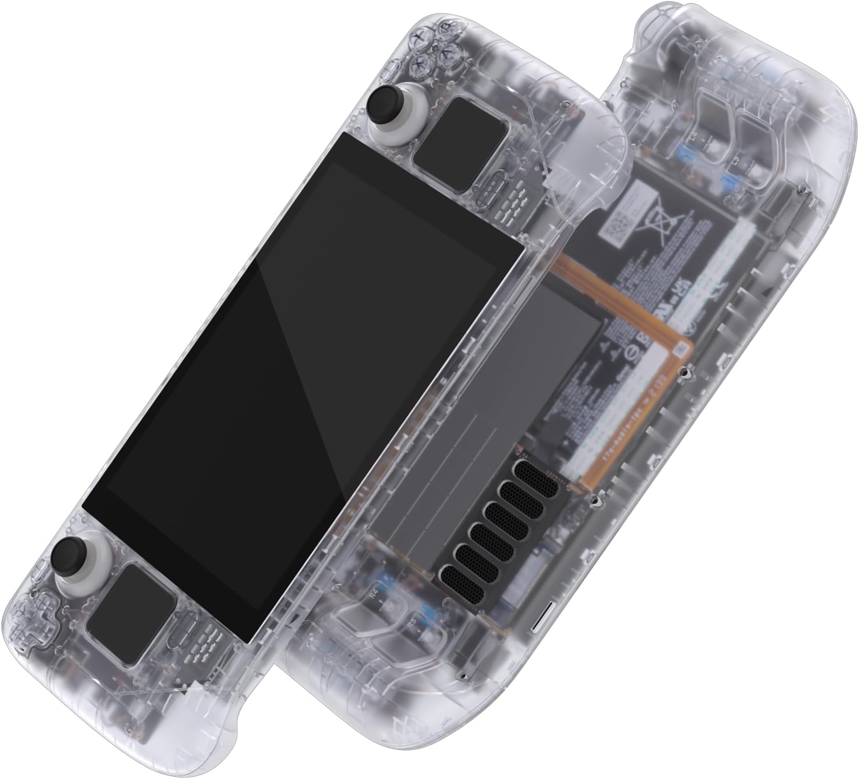 eXtremeRate Transparent Clear Custom Faceplate Back Plate Shell for Steam Deck LCD, Handheld Console Replacement Housing Case, DIY Full Set Shell Buttons for Steam Deck - Console NOT Included