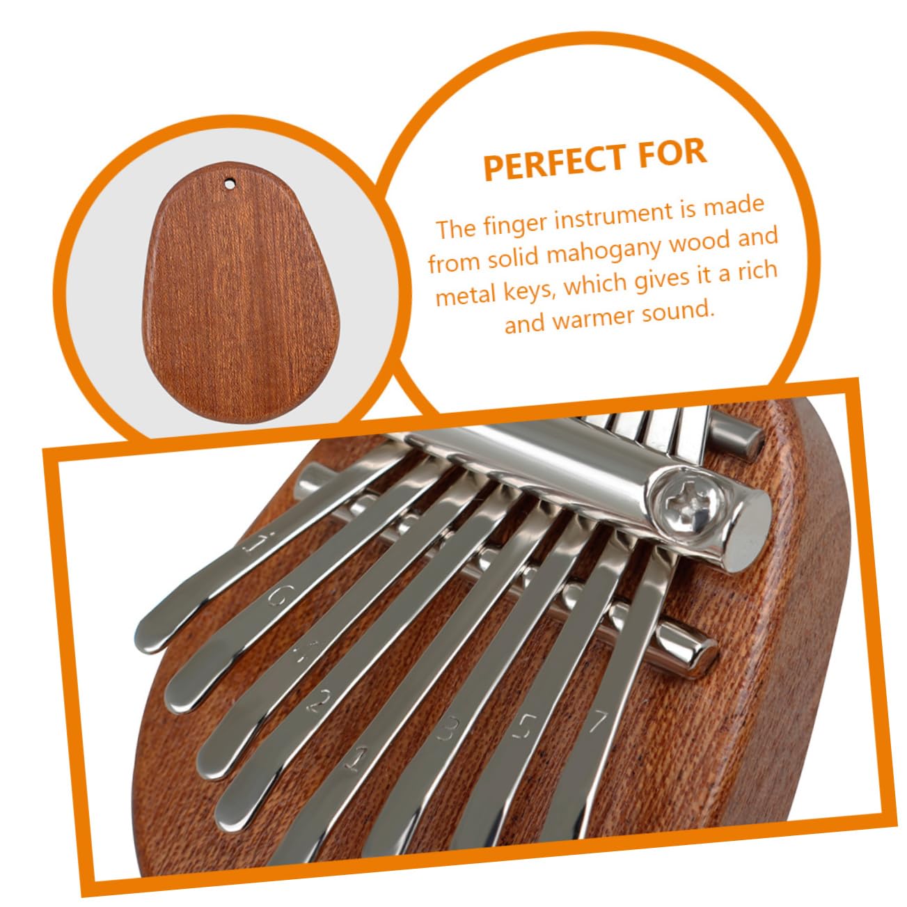 NULYLU Walnut Wood Thumb Piano Necklace African Finger Instrument for Music Lovers and Education